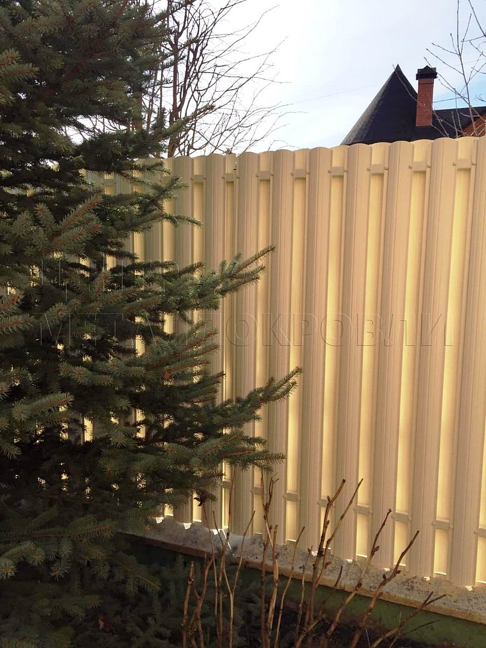 Забор-шахматка цвета слоновая кость